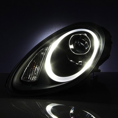 Koplampen Porsche Boxster 987 LED DRL look grijs