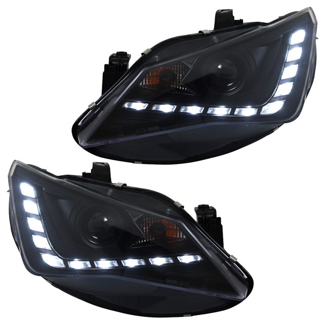 Koplampen Seat Ibiza 6J 12-15 LED Real-DRL Zwart