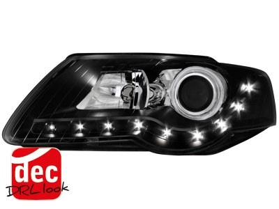 Koplampen VW Passat 3C Devil Eyes DRL look zwart