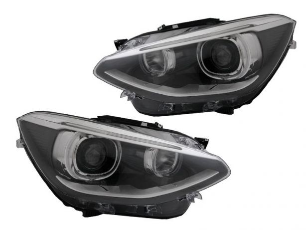 Koplampen BMW 1 Serie F20/21 11-14 DRL Angel Eyes zwart