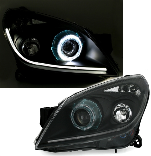 Koplampen Opel Astra H Tube Eye zwart