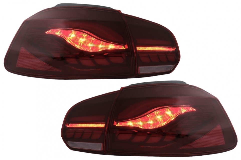 Achterlichten VW Golf VI 10/08- R-look Dynamic 3D LED Donker Rood