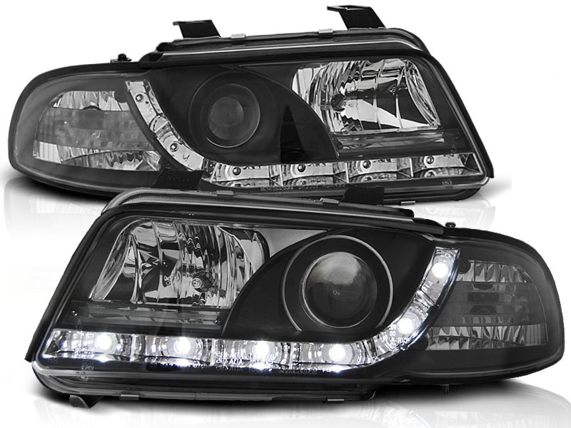 Koplampen Audi A4 B5 95-99 LED Devil Eyes DRL look zwart