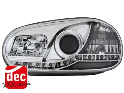 Koplampen VW Golf IV Devil Eyes DRL look chroom