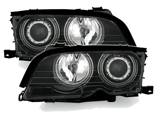 Koplampen BMW E46 99-01 Coupe/Cabrio CCFL Angel Eyes zwart