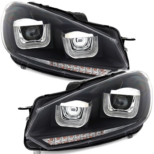 Koplampen VW Golf VI U-Tube LED Dynamic Black