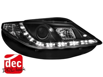 Koplampen Seat Ibiza 6J 08-.. LED Devil Eyes DRL look zwart