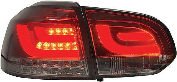 Achterlichten VW Golf VI met Tube en LED 08-12 Rood/Smoke