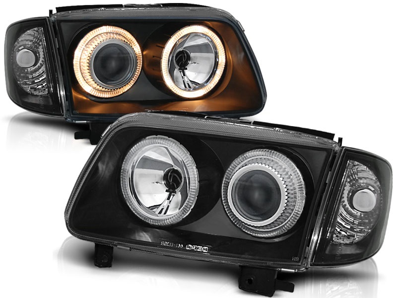 Koplampen VW Polo 6N2 99-01 Angel eyes zwart