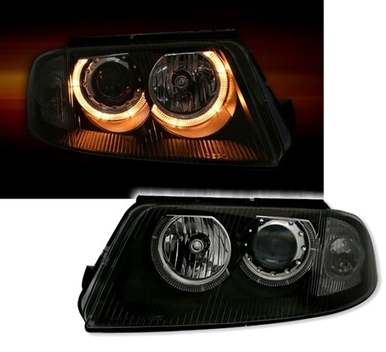 Koplampen VW Passat 3BG Angel Eyes zwart