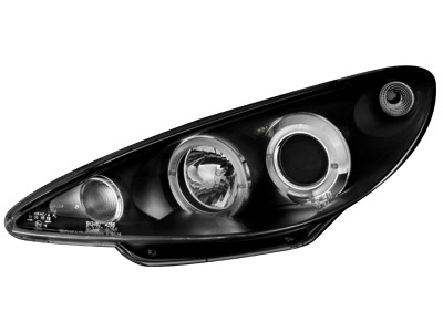 Koplampen Peugeot 206 98-02 Angel Eyes zwart