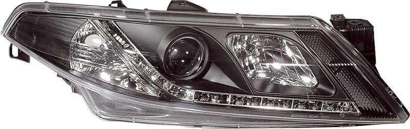 Koplampset Renault Laguna 01-07 zwart + Daytime Running Light Op