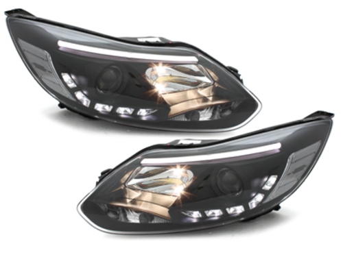 Koplampen Ford Focus 11-14 real DRL LED DRL met Tube zwart