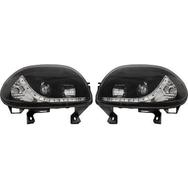Koplampen Renault Clio 98-05 Devil Eyes DRL look zwart