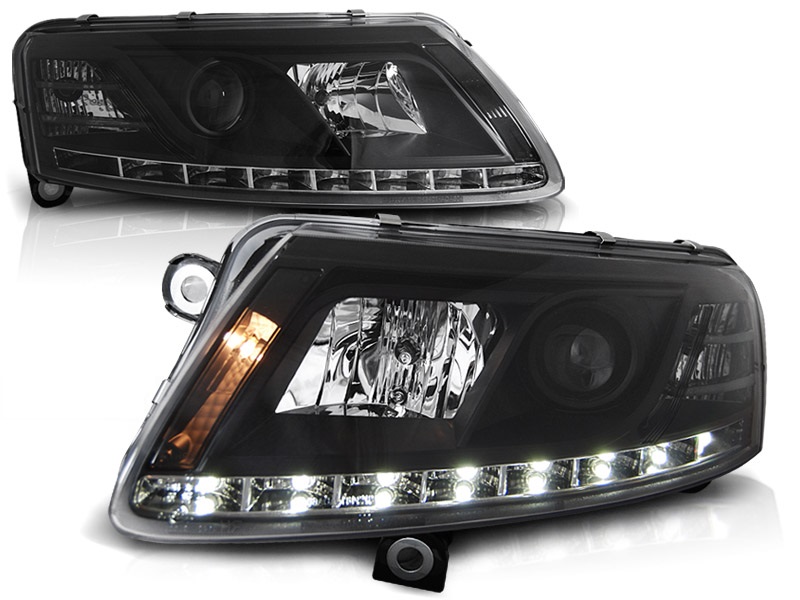 Koplampen Audi A6 4F 04-07 Devil Eyes real DRL LED Zwart