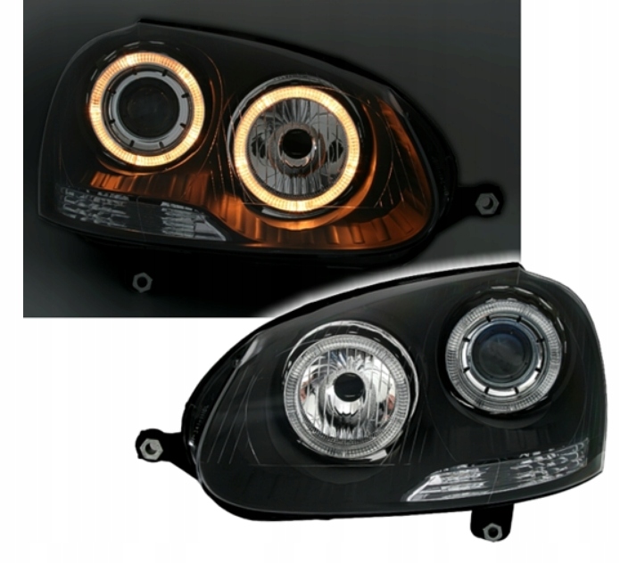 Koplampen VW Golf V Angel Eyes Zwart 03-08