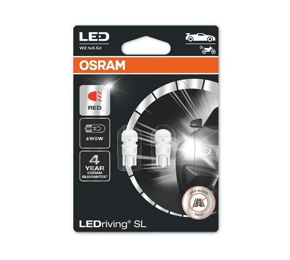 Osram T10 LED Rood SL W5W 2825DRP-02B