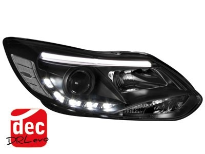 Koplampen Ford Focus 11-14 real DRL LED DRL met Tube zwart