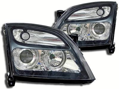 Koplampen Opel Vectra C 02-03 Angel Eyes zwart