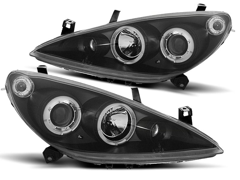 Koplampen Peugeot 307 Angel Eyes zwart