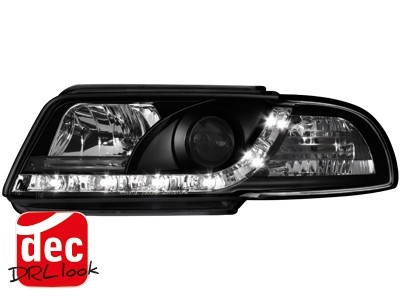 Koplampen Audi A4 B5 99-01 LED Devil Eyes DRL look zwart