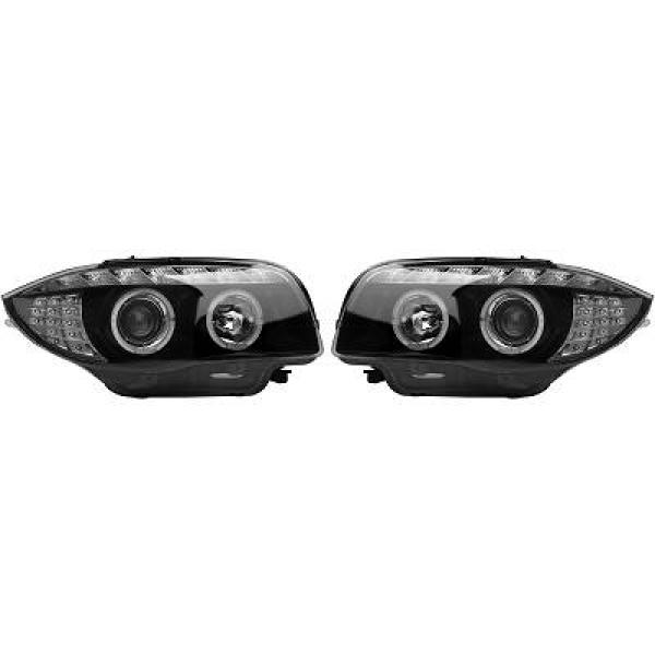 Koplampen BMW E87 04-11 LED Angel Eyes Zwart