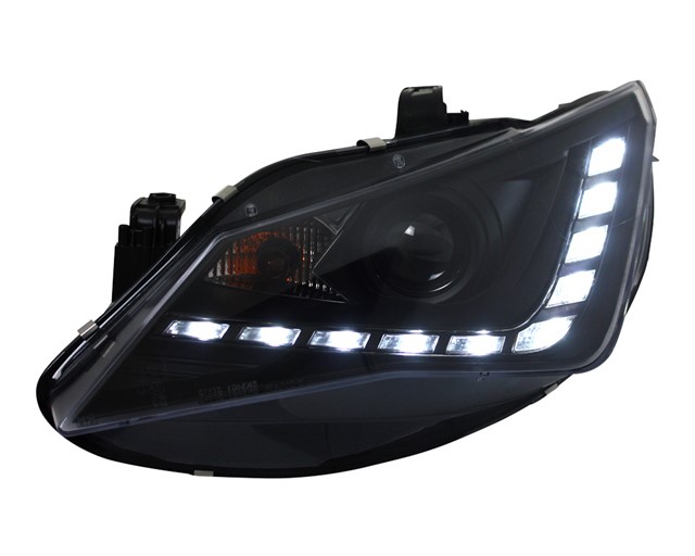 Koplampen Seat Ibiza 6J 12-15 LED Real-DRL Zwart