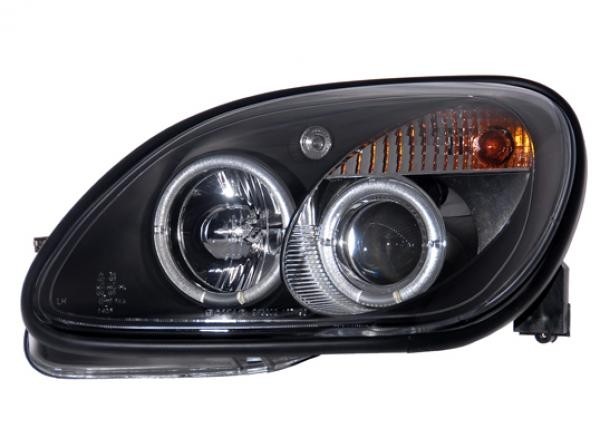 Koplampen Mercedes SLK 96-97 / 00-02 Angel eyes zwart