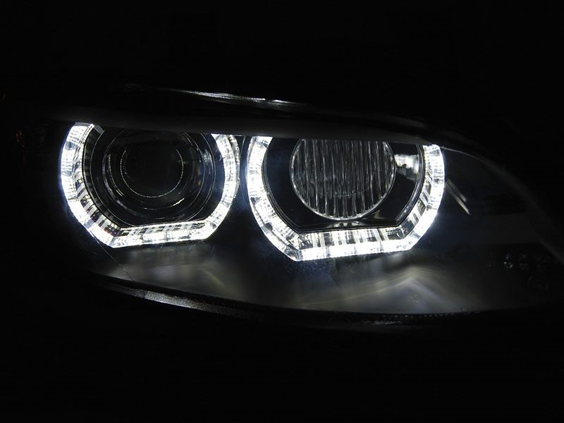 Koplampen BMW E92/E93 Angel Eyes 3D LED Xenon zwart