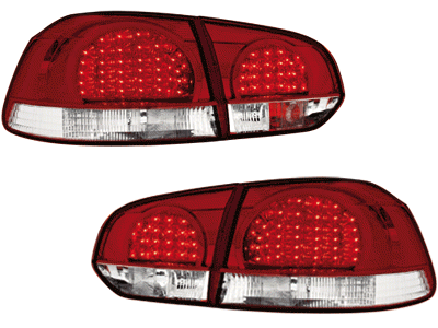 Achterlichten VW Golf VI LED Rood/Chroom