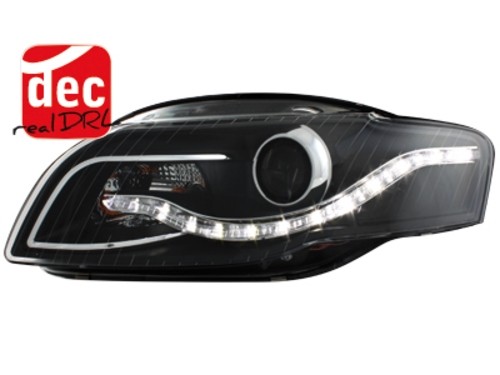 Koplampen Audi A4 B7 Echte LED DRL Zwart ELR