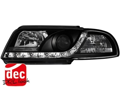 Koplampen Audi A4 B5 95-99 LED Devil Eyes DRL look zwart