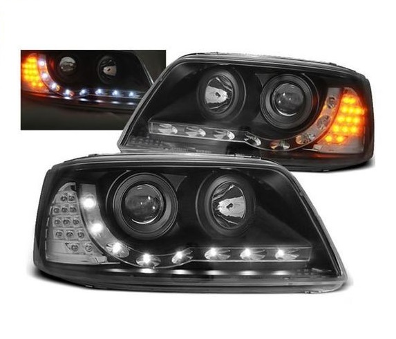 Koplampen VW Transporter T5 03-10 LED zwart