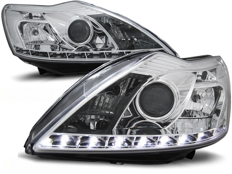 Koplampen ford focus 08-11 Devil Eyes DRL-look Chroom