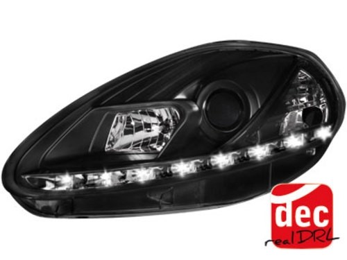 Koplampen Fiat Grande Punto 05-08 Devil Eyes real DRL LED Zwart