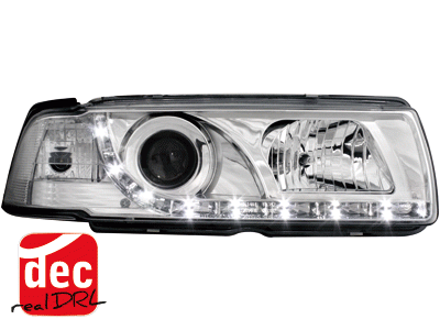 Koplampen BMW E36 Coupe/Cabrio 92-98 Devil Eyes real DRL LED Chrome