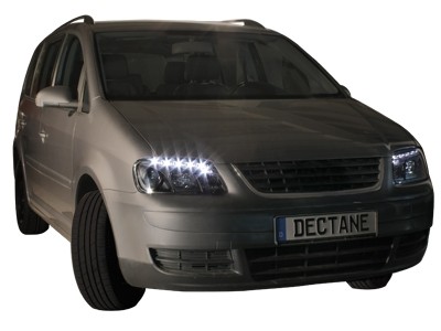 Koplampen VW Touran 03-06 DRL look Devil Eyes Zwart