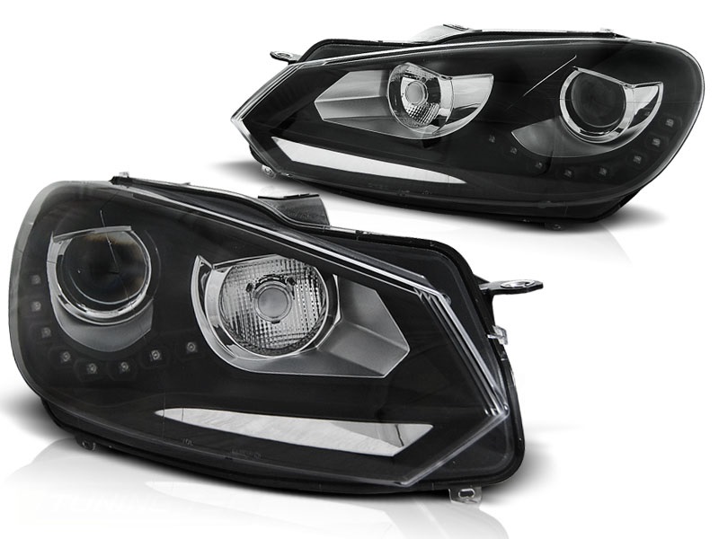 Koplampen VW Golf VI Xenon Look LED zwart