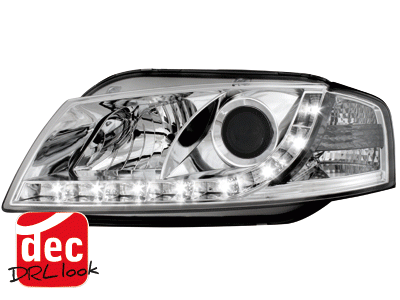 Koplampen Audi A3 8P 03-08 LED Devil Eyes DRL look chroom