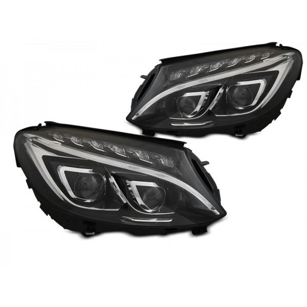 Koplampen Mercedes C-Klasse W205 Full LED Tube Zwart