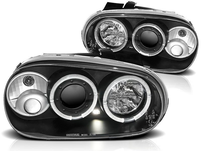 Koplampen VW Golf IV Angel Eyes design zwart