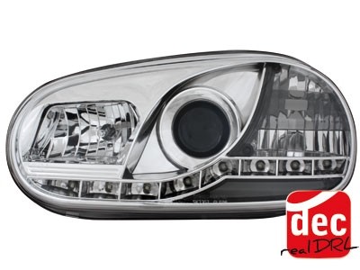 Koplampen VW Golf IV 98-02 Devil Eyes real DRL LED Chroom