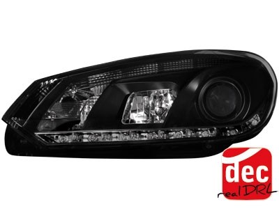 Koplampen VW Golf VI Devil Eyes DRL look zwart