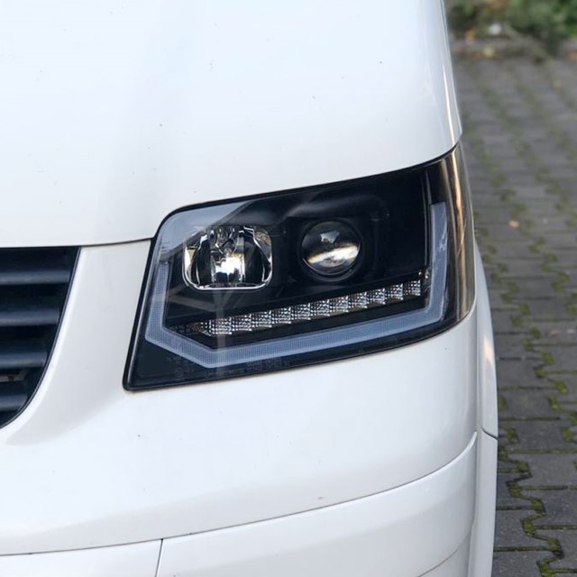 Koplampen VW T5 03-09 Devil Eyes real DRL LED Dynamisch