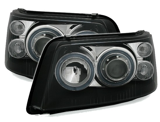 Koplampen VW T5 Angel Eyes zwart