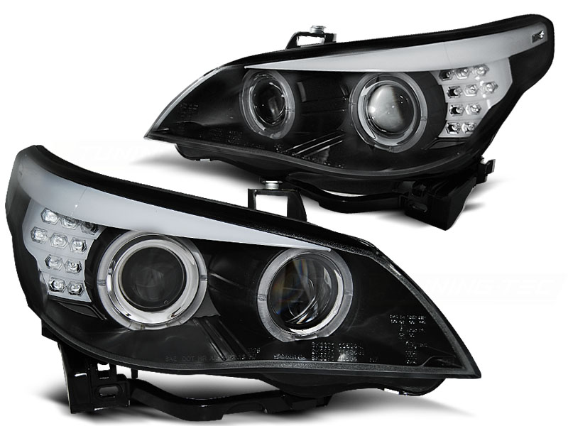 Koplampen BMW E60 Chrome 04 -07 Xenon Met LED F10 look