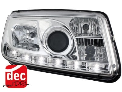 Koplampen VW Bora 99-08 Devil Eyes real DRL LED Chroom