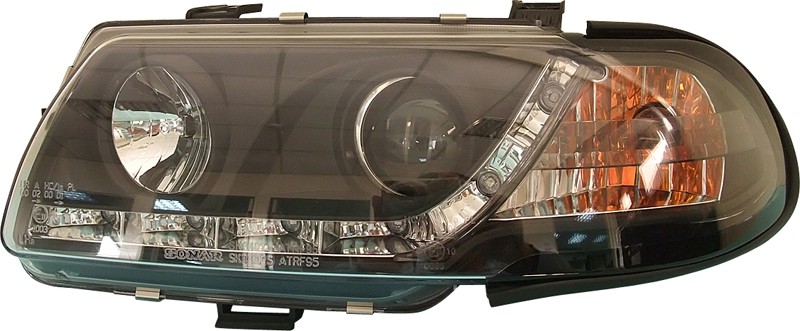 Koplampen Opel Astra F 7/94-5/98 zwart + Daytime Running Light