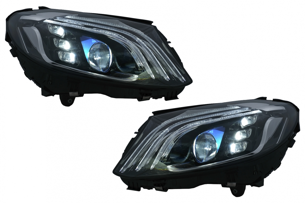 Koplampen Mercedes C-Klasse W205 Tube LED Tube Zwart