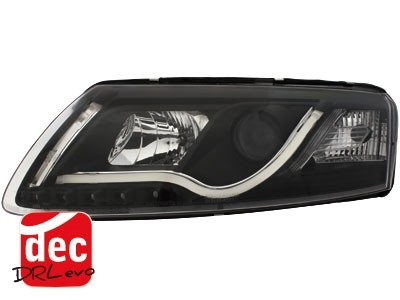 Koplampen Audi A6 4F 04-07 real DRL Evo Zwart HID Xenon